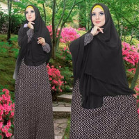 Jual Gamis Karin Muslimah Maxidress Hijabers 2in1 Syari Motif Kotak A124 Murah