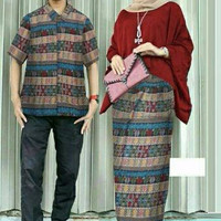 Jual COUPLE BATIK ETNIK CRM BAHAN SPANDEK BALON MIX KATUN BATIK FIT TO L Murah