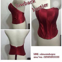 Jual longtorso lowback maroon satin Murah