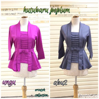 Jual Kebaya Kutubaru Peplum T007 tangan 7/8 Motif Polos | Kebaya Modern Wis Murah