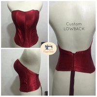 Jual bustier longtorso lowback satin abuthay sexy Murah