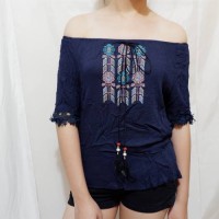 Jual Baju Atasan Sabrina Top Wanita Cewek Crepe Tribal Murah