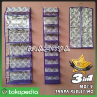 Jual Rak Gantung set 3in1 Tanpa Resleting (Tas Sepatu Jilbab) Bermotif Murah