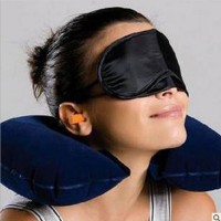 Jual Travel Pillow Bantal Leher Udara Penutup Mata Telinga Untuk Jalan 1set Murah