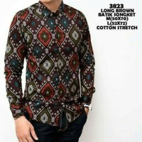 Jual Baju Tangan Panjang Batik Songket Coklat Keren Gaya Trendy Murah