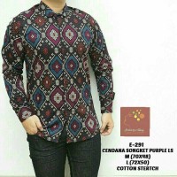 Jual Kemeja Batik Pria,Purple Motif Songket Model E 291 Murah