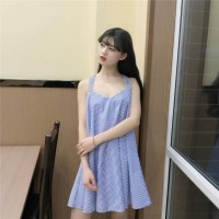 Jual b30810 sexy dress low back less bikini outer pantai biru stripe garis Murah