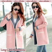 Jual 01 long cardi basic 3tone pink Murah