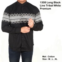 Jual KP371 kemeja tribal hitam lengan panjang slimfit b KODE TYR427 Murah