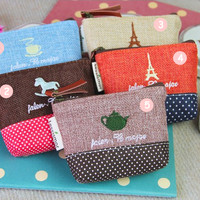 Jual Korean Dompet Koin Kanvas Vintage Coin Purse Canvas Retro 2 Tone Unik Murah