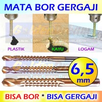 Jual Mata Bor Gergaji 6,5mm HSS Drill Bits Titanium Coated 2 Fungsi Lobang Murah
