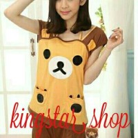 Jual baju tidur setelan hotpant wanita remaja rilakuma coklat Murah