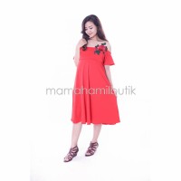 Jual Baju Hamil Modern Dress Menyusui Brokat Bunga Agatha Cantik - DRO 827 Murah