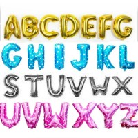 Jual Balon Foil Huruf Angka warna Gold Silver , Pink & Biru Bermotif Murah