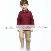 setelan baju koko anak cowok kemeja merah import size besar