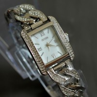 JAM TANGAN WANITA GUESS KEPANG KOTAK SILVER