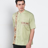 Jual Baju koko batik pria busana muslim pria TN39 Hijau muda Murah