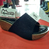 sandal wedges - Calbi JDX 1292 - hitam - Original - Berkualitas