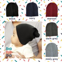 Jual Topi kupluk bayi balita anak rajut polos / baby kids beanie hat bababa Murah