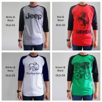 Kaos Distro Dewasa Pria / Kaos Cowok Lengan Raglan 3/4