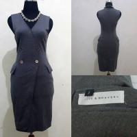 Jual Premium Grey V Neck Dress by Love and Bravery Murah