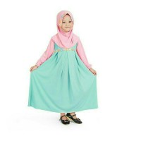 Jual BAJU MUSLIM GAMIS ANAK PEREMPUAN SIMPLE MURAH (JERSEY) - MINT PEACH Murah