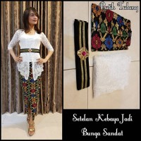 Jual Setelan Kebaya Stretch Bunga Sandat Putih Tulang Murah