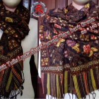 Jual Batik Tulis Lycra Scarf Parang Flora Dark Brown /Selendang Batik Tulis Murah