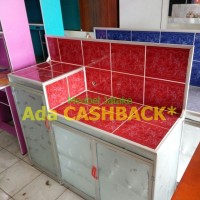 Meja Kompor 3 Pintu + Rak Piring Model L Keramik Aluminium Jumbo