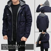 Jual JAKET PARKA HOODIE POLOS ORIGINAL B.G.S.R NAVY Murah