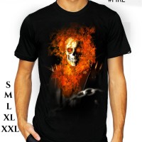 Jual grosir kaos oblong distro murah t shirt 3d ghost rider hitam Murah