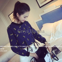 Jual Atasan Strap Crop Sweater Gaya Remaja Keren Fashionable Kacamata 1083 Murah
