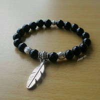 Jual Gelang Black Onyx 8 mm w/ Charm Murah