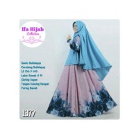 Baju gamis hijab Syari bunga polos set khimar warna bir Diskon
