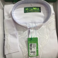 Baju Koko Al-Mia Super Premium Corak Putih Lengan Panjang Ukuran L