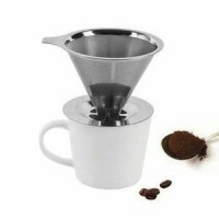 Jual Cone Pour Over / Drip Coffee Cone Stainless Filter 1-2 Cups Murah