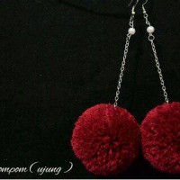 Jual anting pompom bulu woll Murah