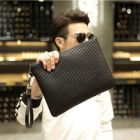 Jual HANDBAG PRIA TAS TANGAN ETON WEAG KULIT LEATHER STRIPE MAN BLACK Murah