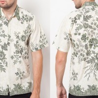 Jual Kemeja Batik Pria Batik Bunga Sakura Hem Lengan Pendek Katun 192 Murah