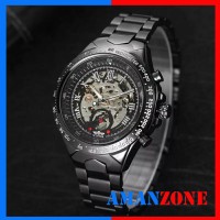 Jual Jam Tangan Pria Automatic Mechanical Watch Winner Skeleton FULL BLACK Murah