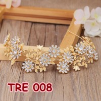 Jual Aksesoris Rambut Emas Bridal Tiara - Aksesoris Pesta Wanita - TRE 008 Murah
