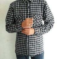 Jual kemeja flanel hitam putih Murah