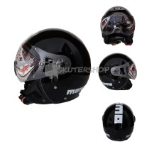 Helm JPN Momo Kaca Pilot Model Bogo Hitam Glossy
