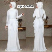 Hijab latifa latifah set white putih jersey adem dress MURAH PROMO