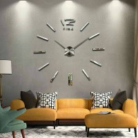 Jual DIY 3D Giant Wall Clock / Jam Dinding Besar Silver Murah