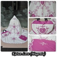 PMM - Mukena Dewasa Katun LOVE Magenta Mukenah Tasik Cantik Adem Mu
