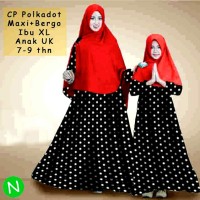 Jual couple polkadot gamis syar'i ibu dan anak Murah