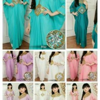 Jual kaftan satin couple ibu dan anak payet gold mellisa Murah