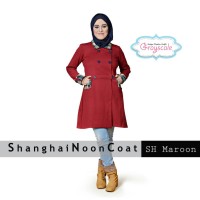 Jual Baju Muslim Wanita Muslimah Maroon Shanghai Noon Coat Murah