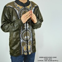 BAJU KOKO PANJANG COWOK PRIA HIJAU LUMUT FASHION MUSLIM